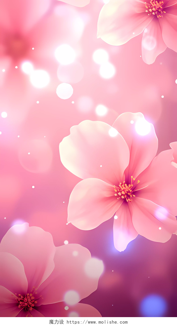粉色鲜花花朵浪漫贺卡粉色花蕊壁纸教师节化妆品医美手机海报 背景